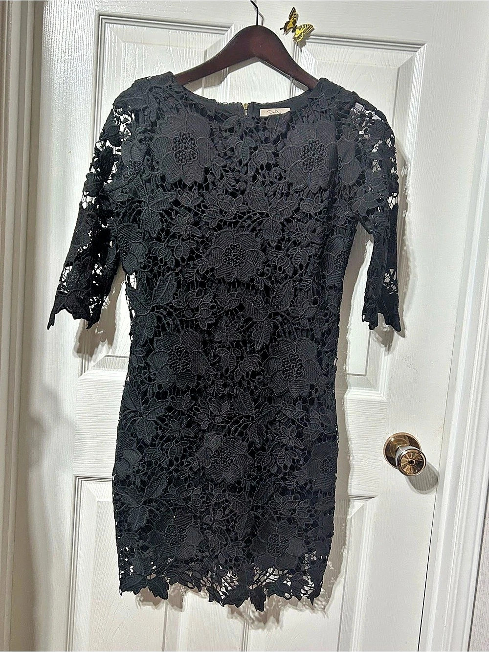 Darling Collection Floral Lace Mini Dress in Black Size Small Like New